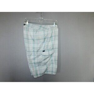 Oneill Board Shorts 36 Mens White Plaid Swim Trunks Pocket Surfing Beach Outdoor